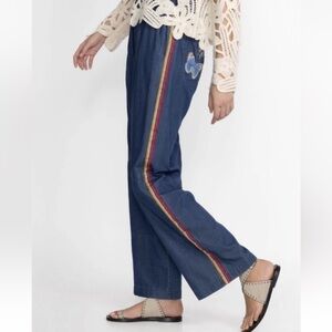 Johnny Was PARADISIO DENIM Wide Leg Pant Multicolor Side Stripes - Med - EUC
